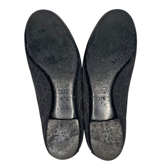 Gucci Guccissima Black Ballet Flat EU 37.5 US 7.5 Slip On Cap Toe Ballerina Shoe - Picture 10 of 11